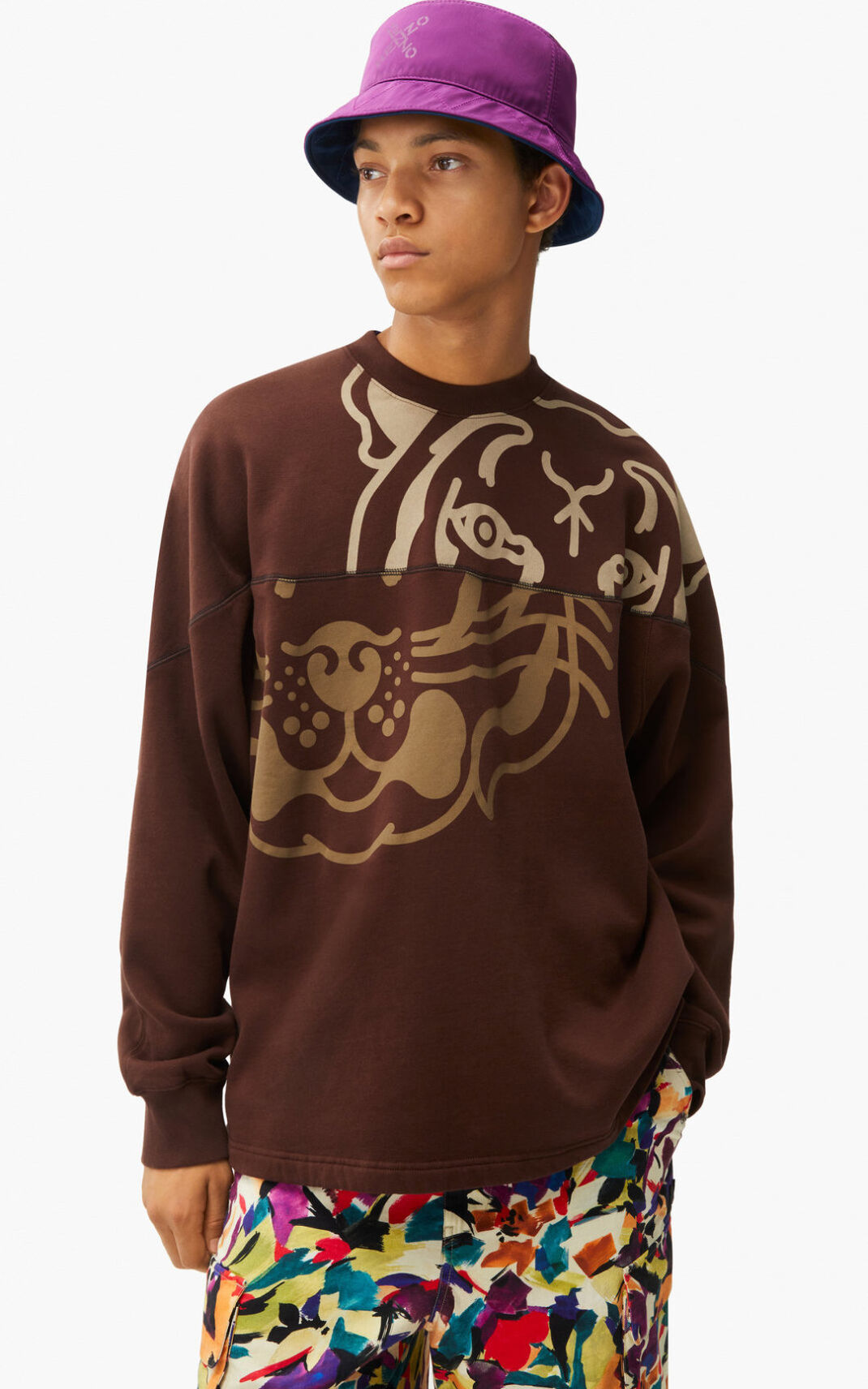 Sudadera Kenzo K Tiger oversized Hombre Marrones Oscuro NHA479350